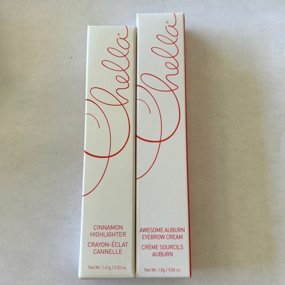 Chella Auburn Eyebrow Cream & Cinnamon Highlighter Set of 2 Standard New in Box